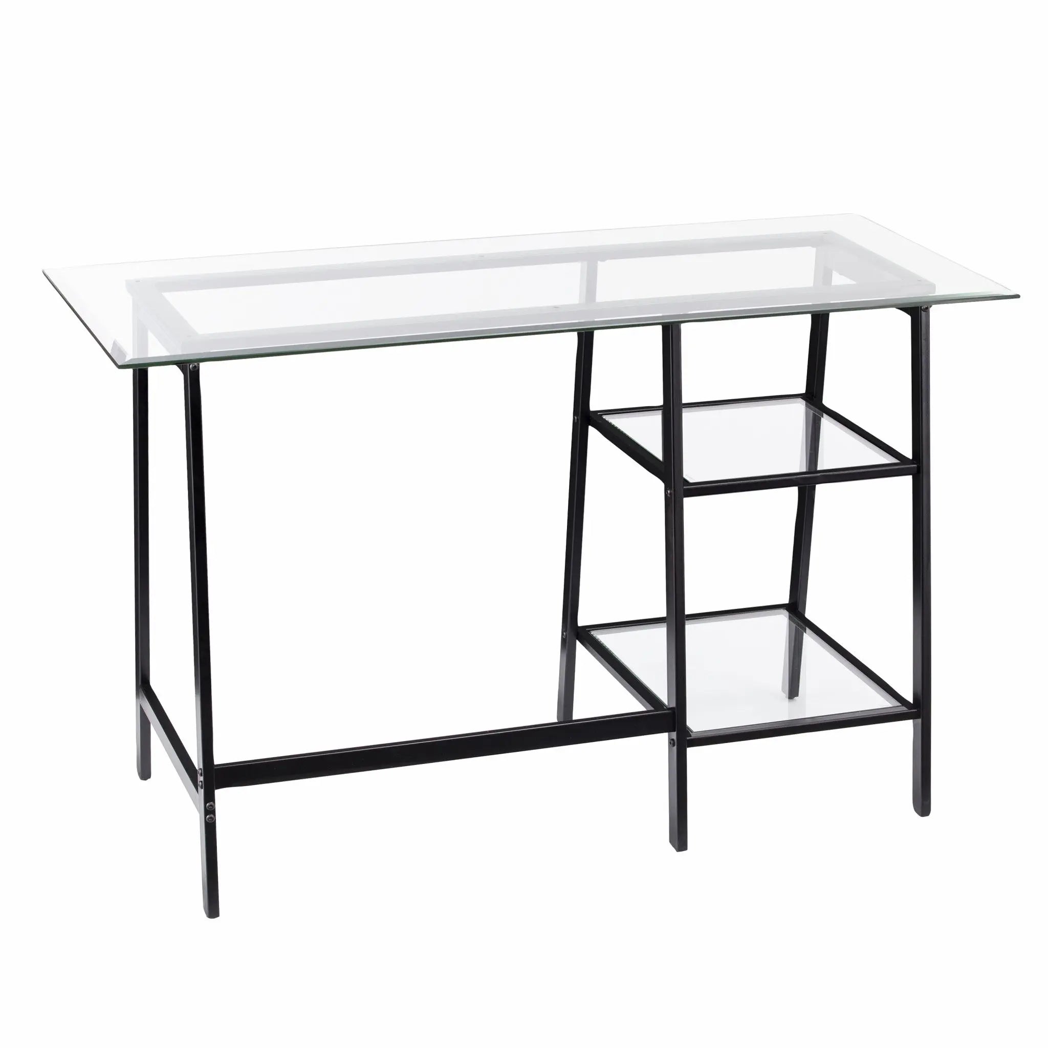 46" Clear and Black Glass Writing Desk Homeroots Office