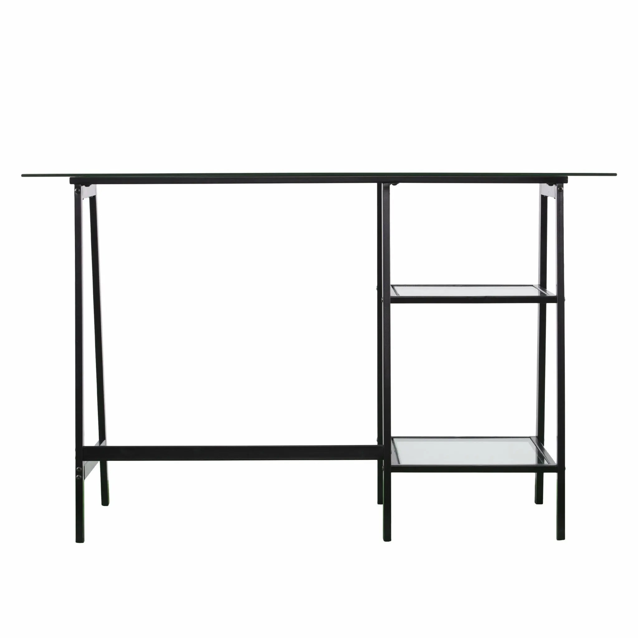 46" Clear and Black Glass Writing Desk Homeroots Office