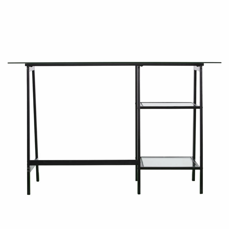 46" Clear and Black Glass Writing Desk Homeroots Office