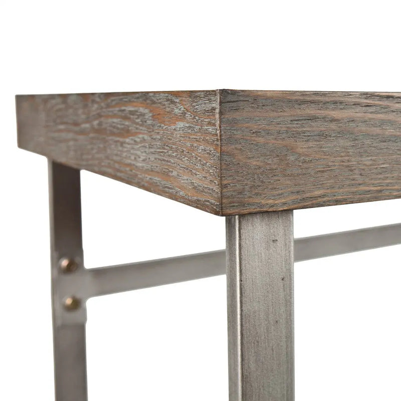 46" Gray Brown and Silver Wood and Metal Distressed Sled Console Table Homeroots Living Room