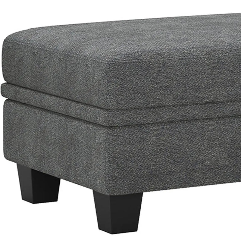 46" Light Gray and Black Chenille Storage Ottoman Homeroots Living Room