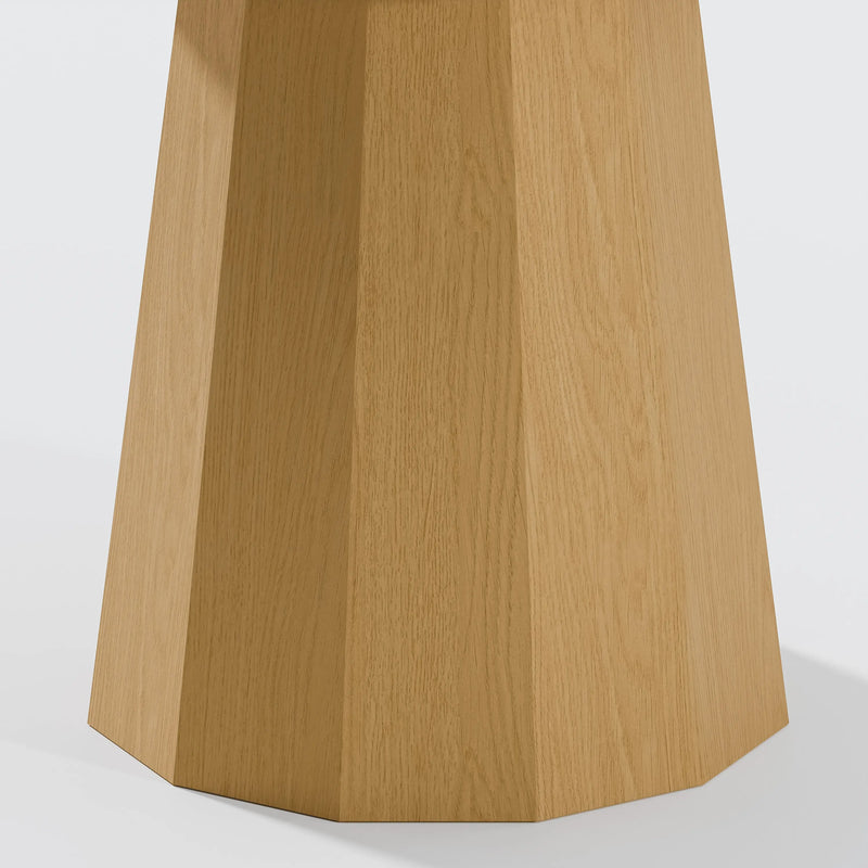 46" Oak Wood Pedestal Base Beveled Edge Round Top Dining Table Homeroots Kitchen & Dining
