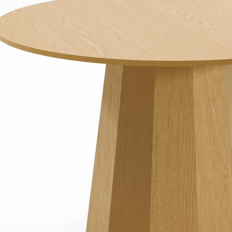 46" Oak Wood Pedestal Base Straight Edge Round Top Dining Table Homeroots Kitchen & Dining