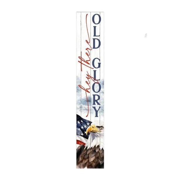 46" Red White And Blue Solid Wood Old Glory Porch Sign Homeroots Outdoor