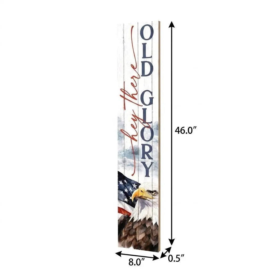 46" Red White And Blue Solid Wood Old Glory Porch Sign Homeroots Outdoor