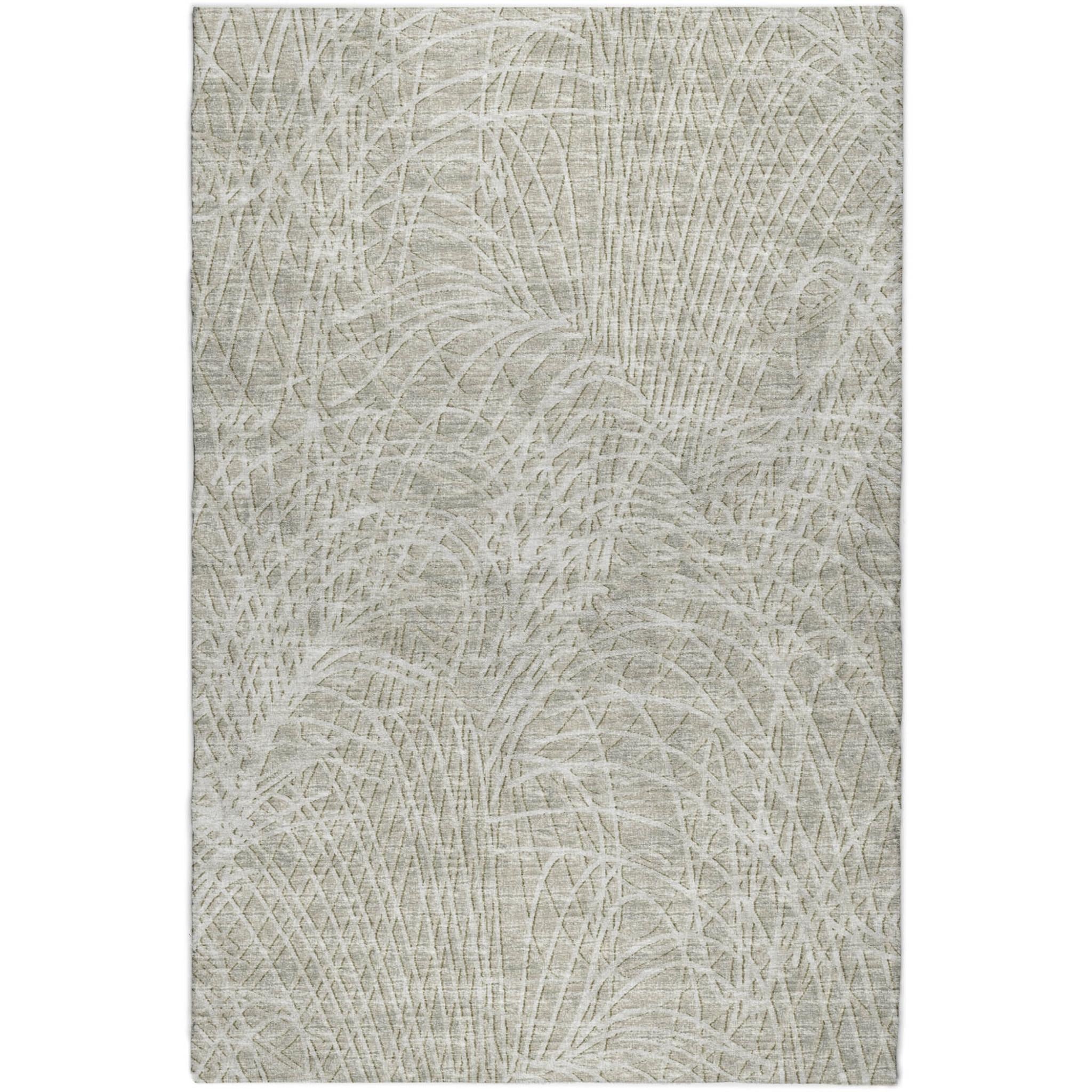 5' X 8' Beige And Ivory Abstract Shag Washable Area Rug With UV Protection - Home & Garden