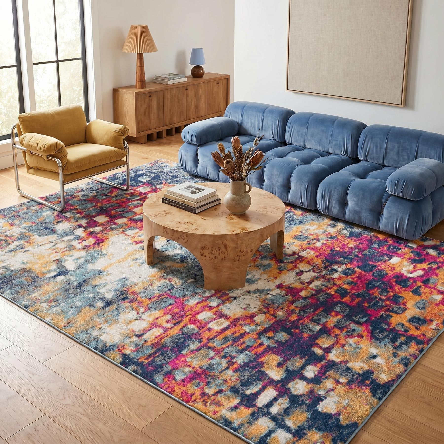 8' X 10' Blue and Ivory Abstract Area Rug - Home Decor