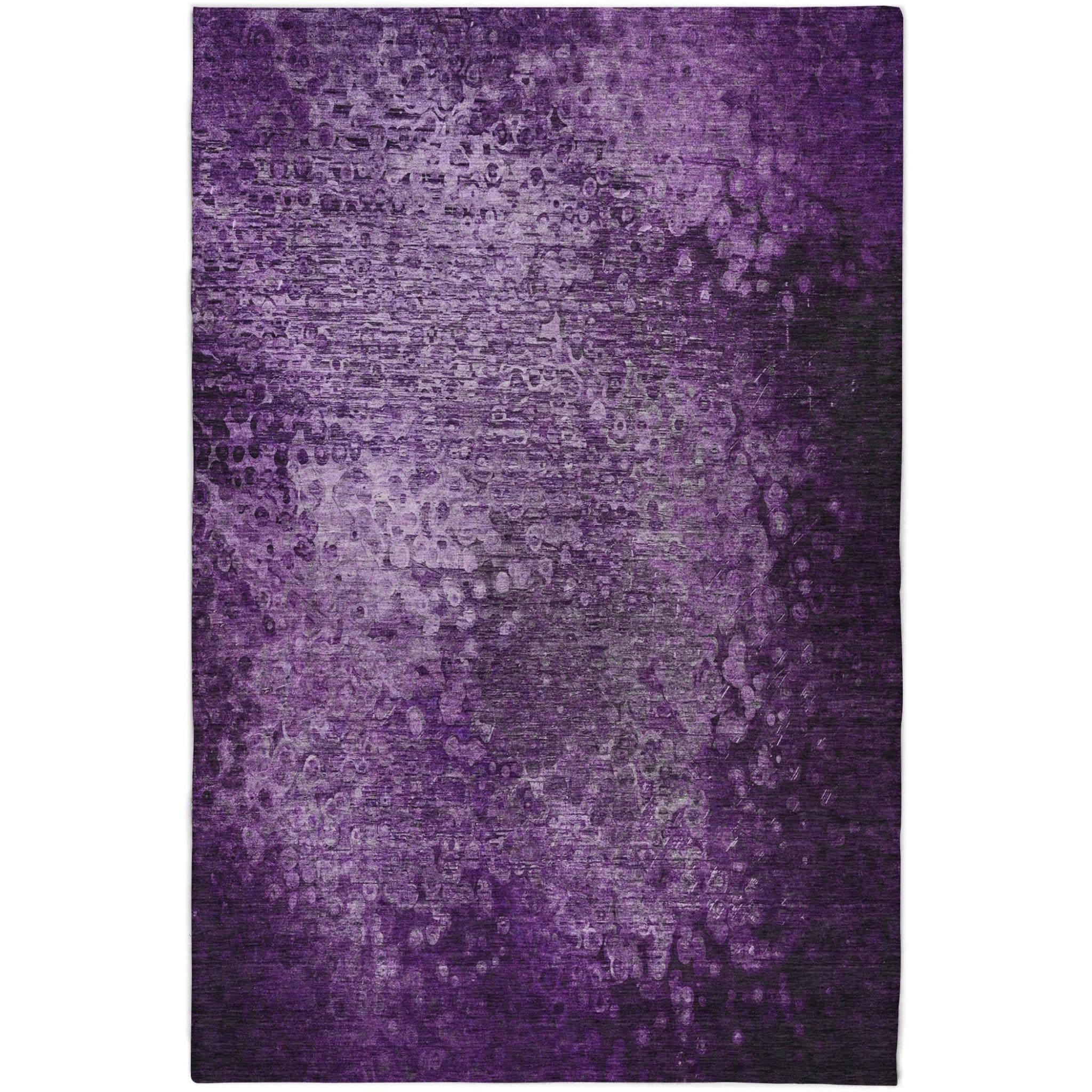 10' X 14' Purple And Ivory Abstract Shag Washable Area Rug With UV Protection - Home & Garden