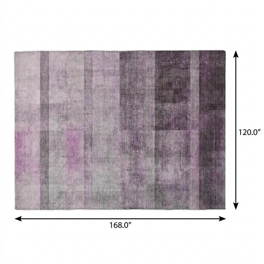 10' X 14' Purple And Gray Geometric Shag Washable Area Rug With UV Protection - Home & Garden
