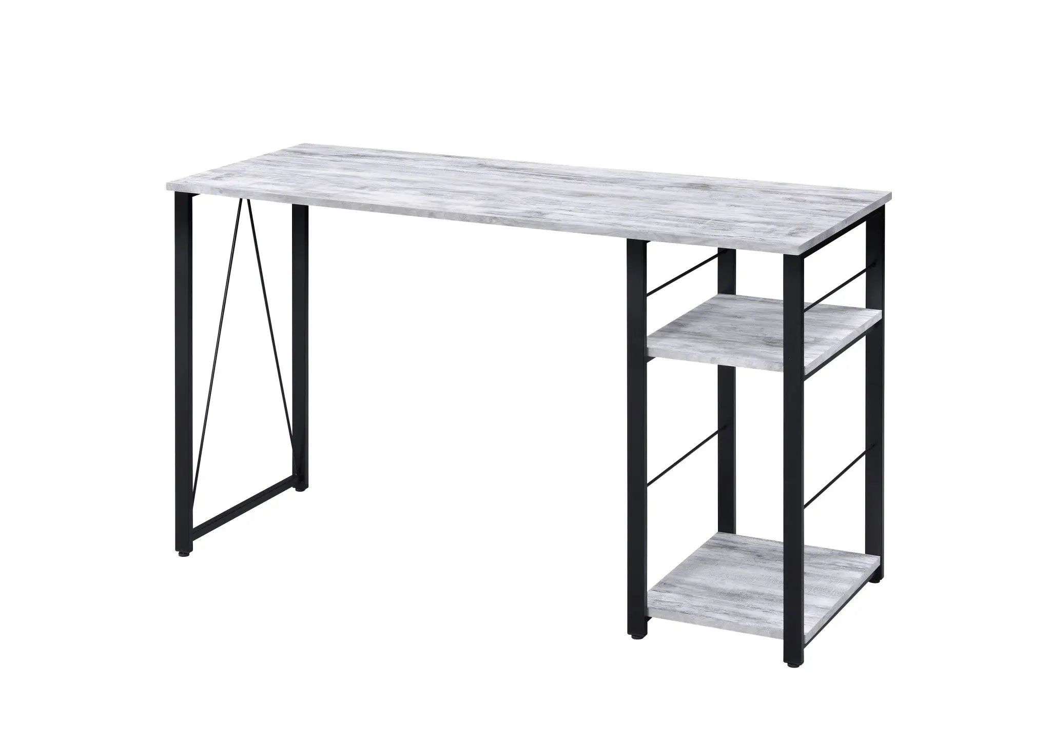 47" Antiqued White and Black Writing Desk Homeroots Office