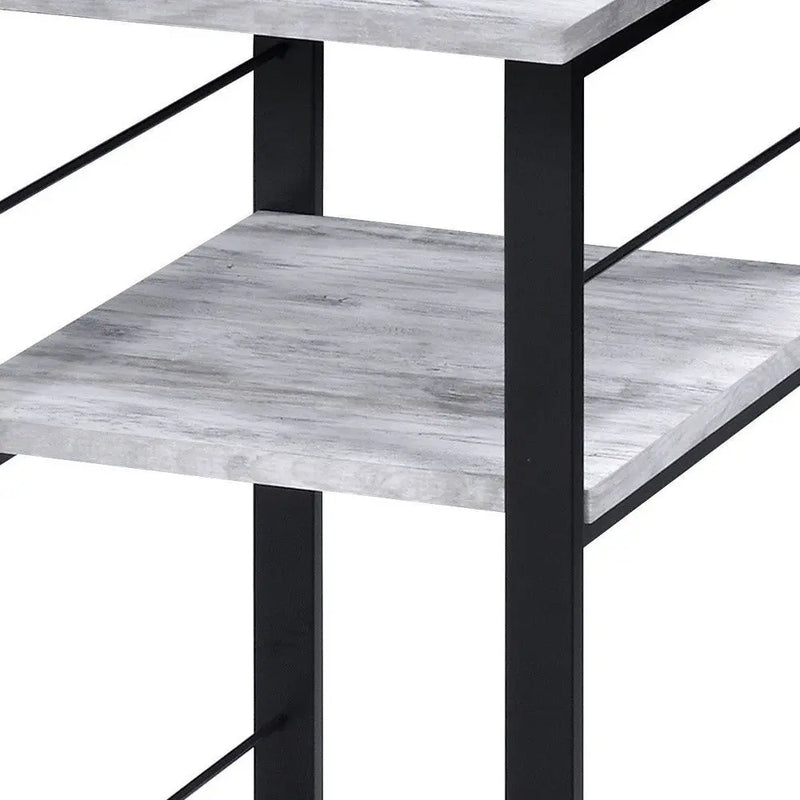 47" Antiqued White and Black Writing Desk Homeroots Office