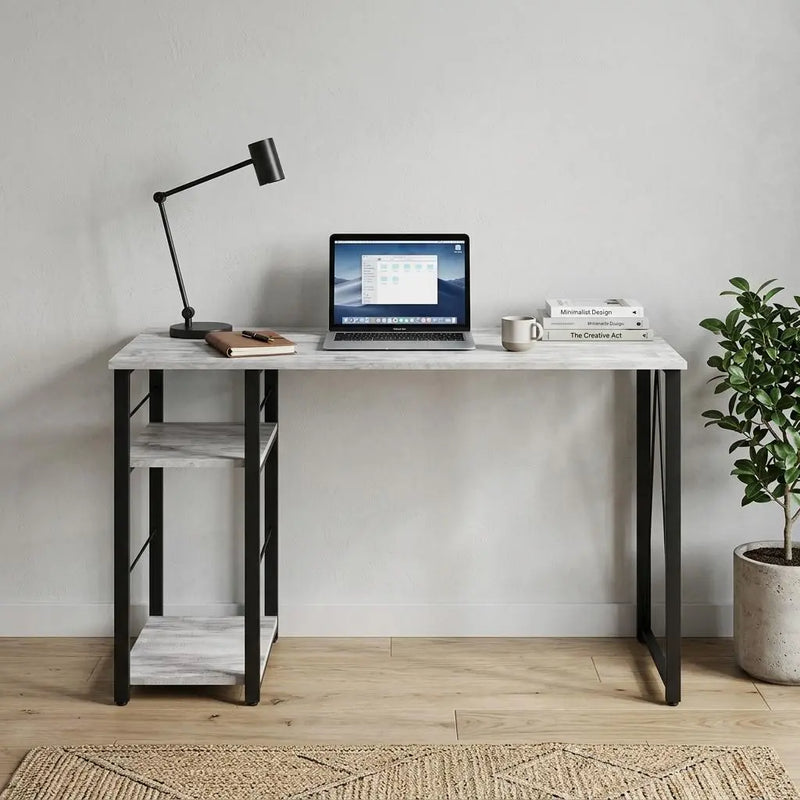 47" Antiqued White and Black Writing Desk Homeroots Office