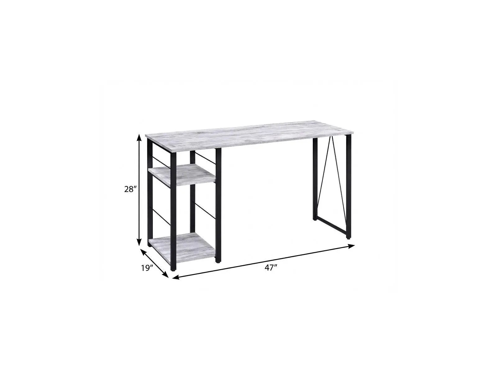 47" Antiqued White and Black Writing Desk Homeroots Office