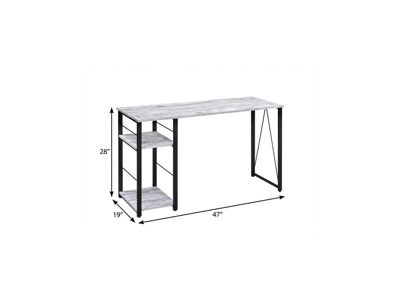 47" Antiqued White and Black Writing Desk Homeroots Office