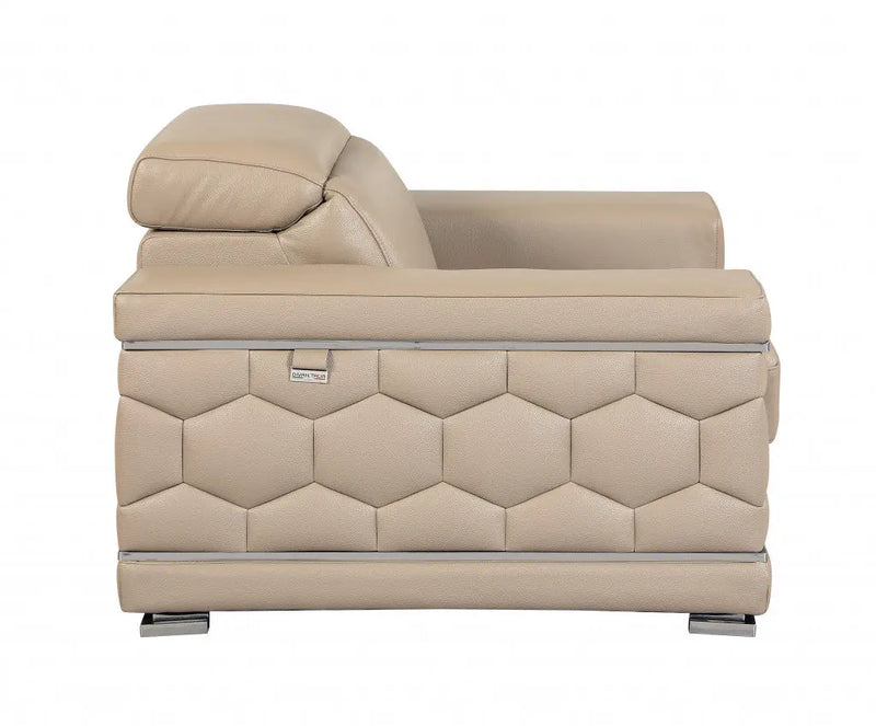 47" Beige And Silver Faux Leather Club Chair Homeroots Living Room
