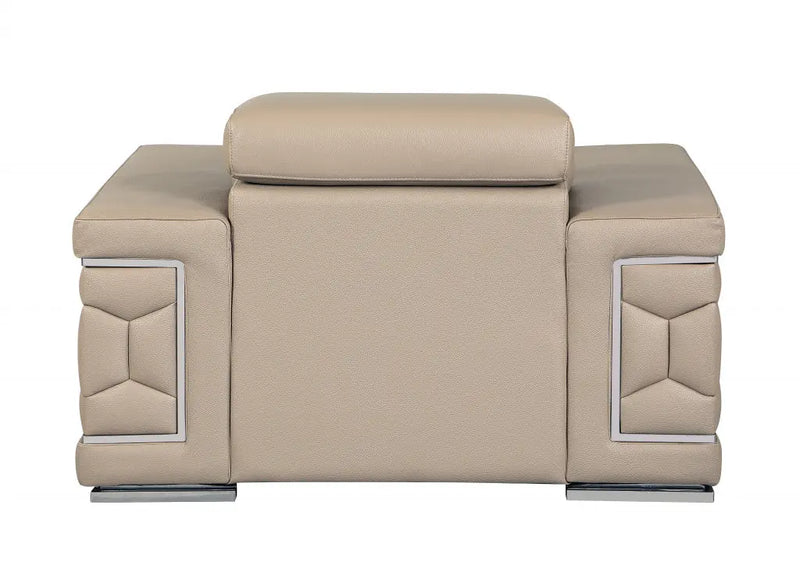 47" Beige And Silver Faux Leather Club Chair Homeroots Living Room