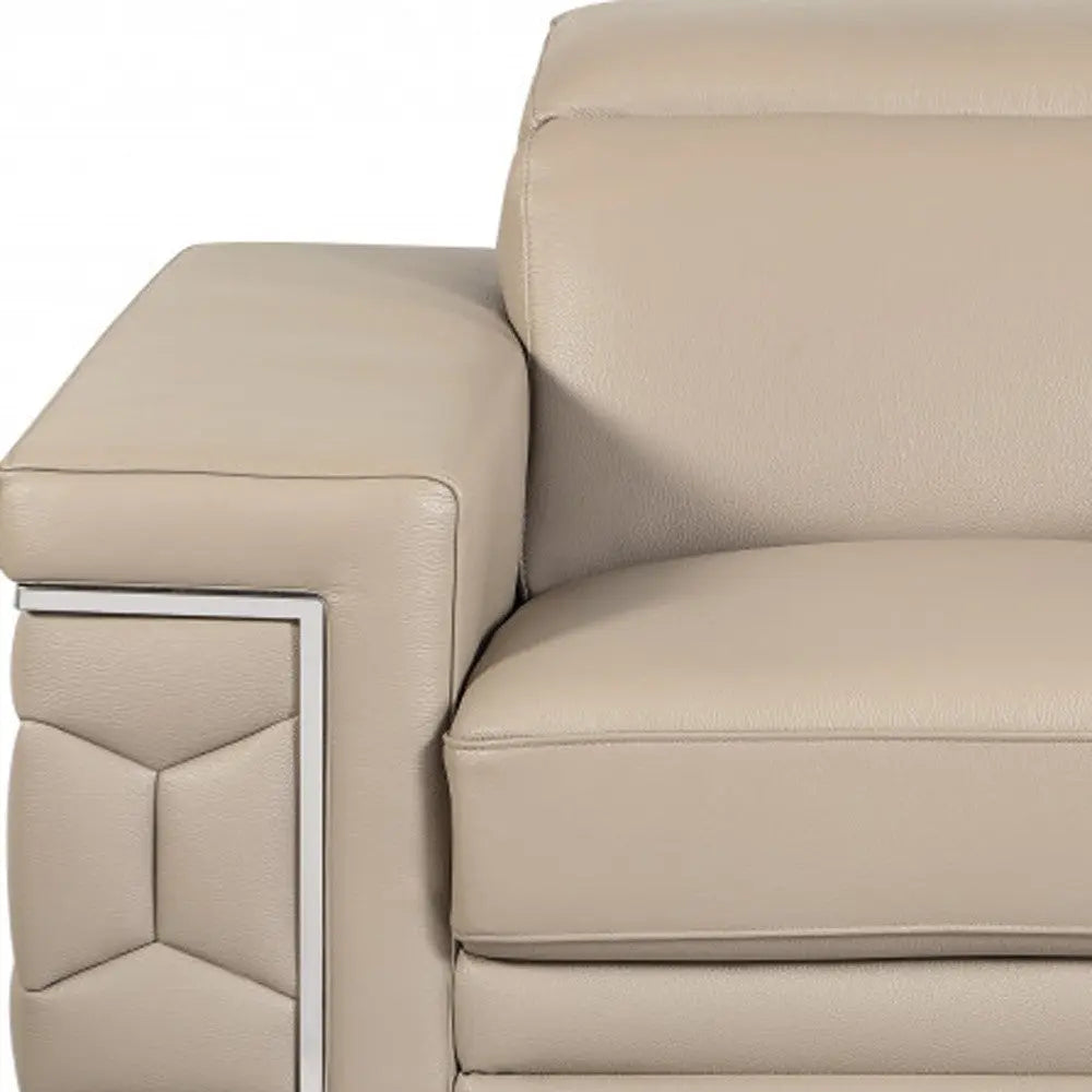 47" Beige And Silver Faux Leather Club Chair Homeroots Living Room