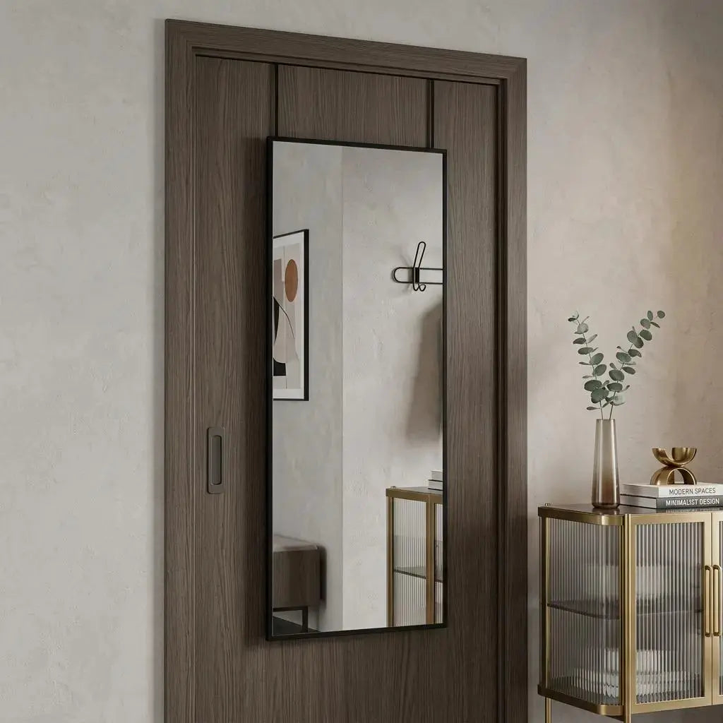 47" Black Aluminum Over the Door Framed Accent Mirror Homeroots Bed & Bath