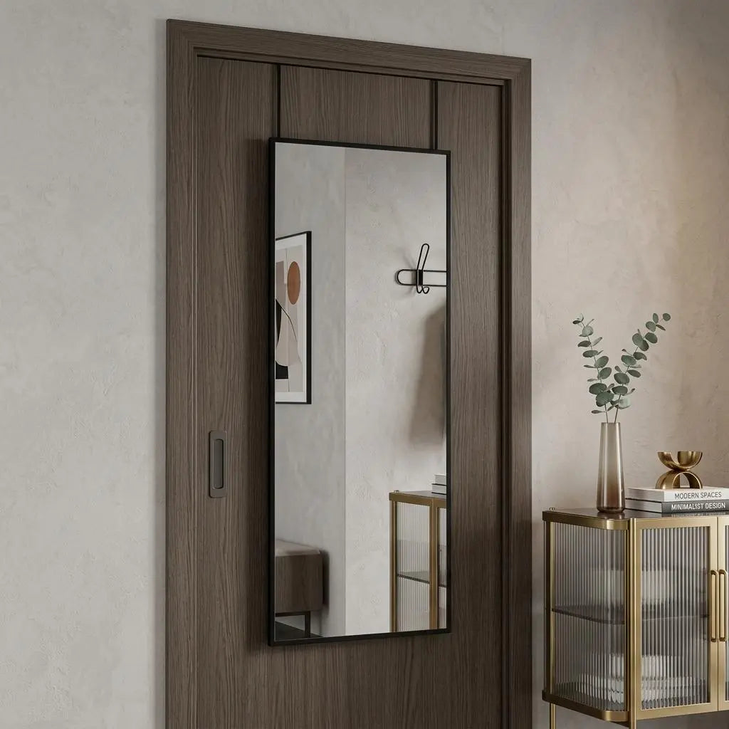 47" Black Aluminum Over the Door Framed Accent Mirror Homeroots Bed & Bath