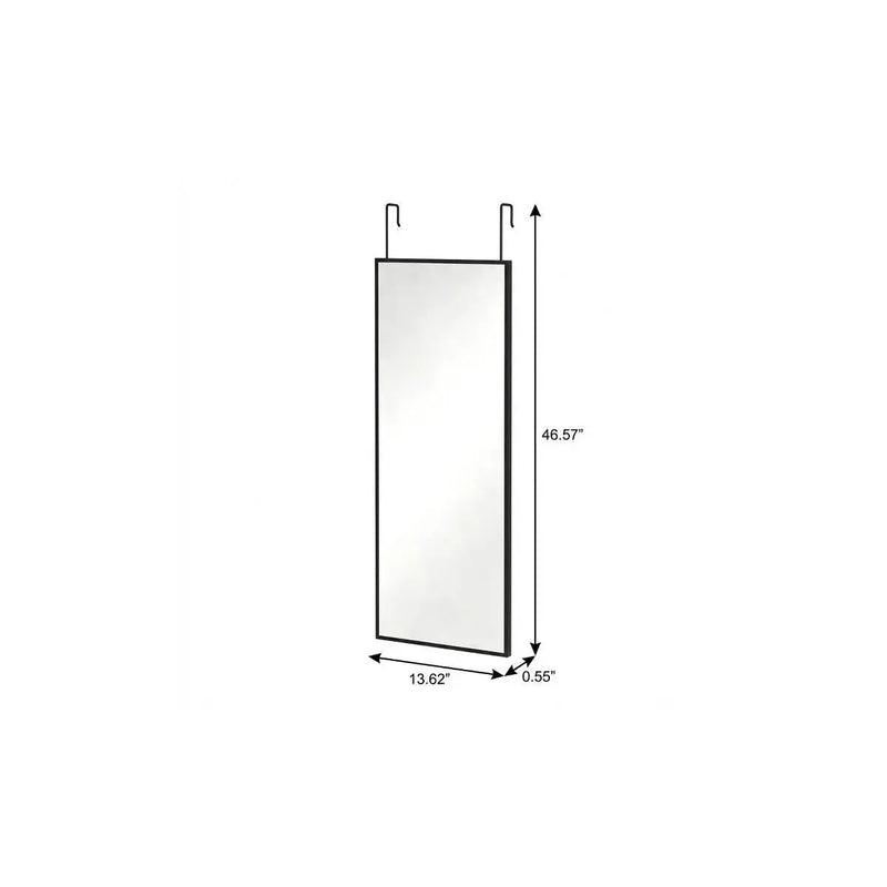 47" Black Aluminum Over the Door Framed Accent Mirror Homeroots Bed & Bath
