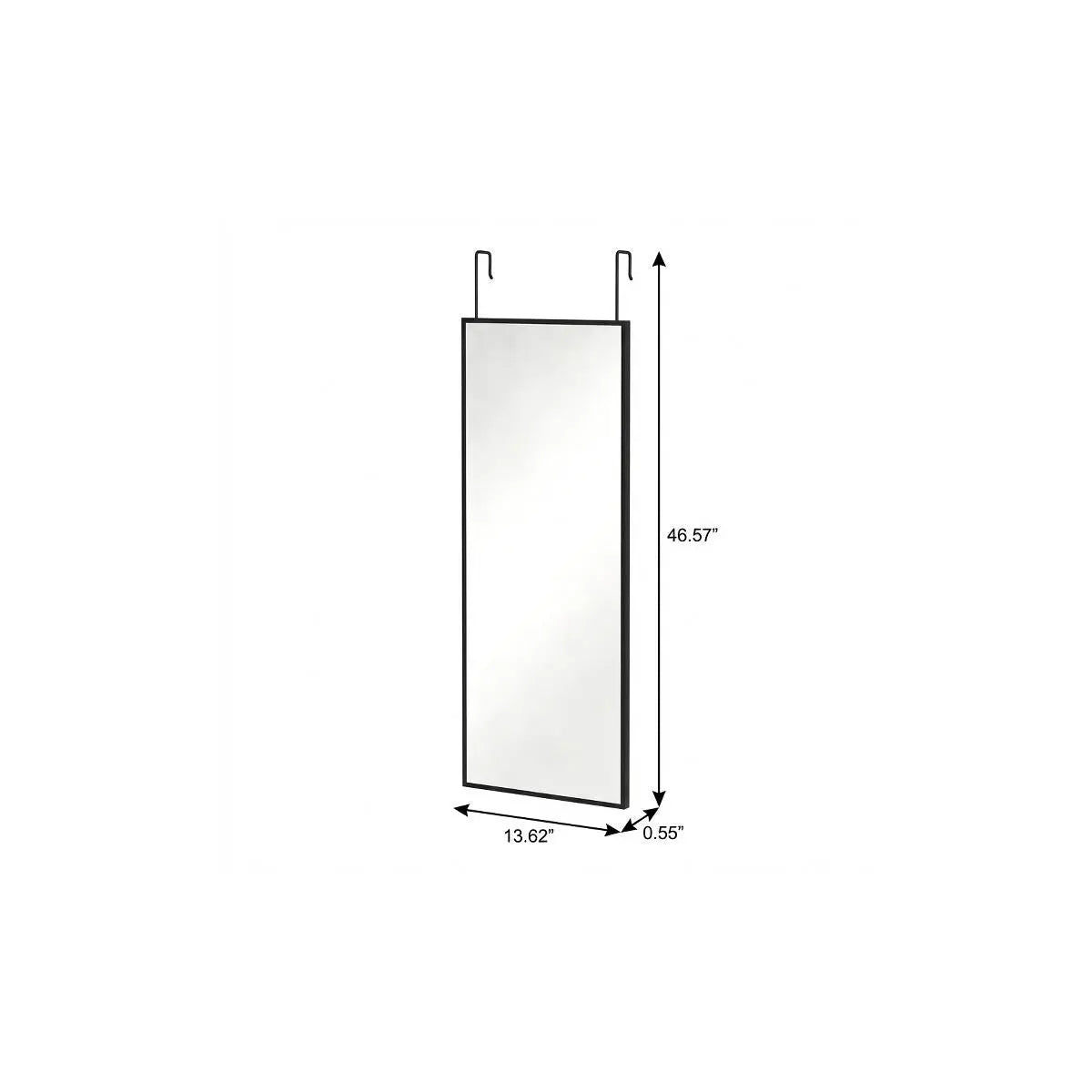 47" Black Aluminum Over the Door Framed Accent Mirror Homeroots Bed & Bath