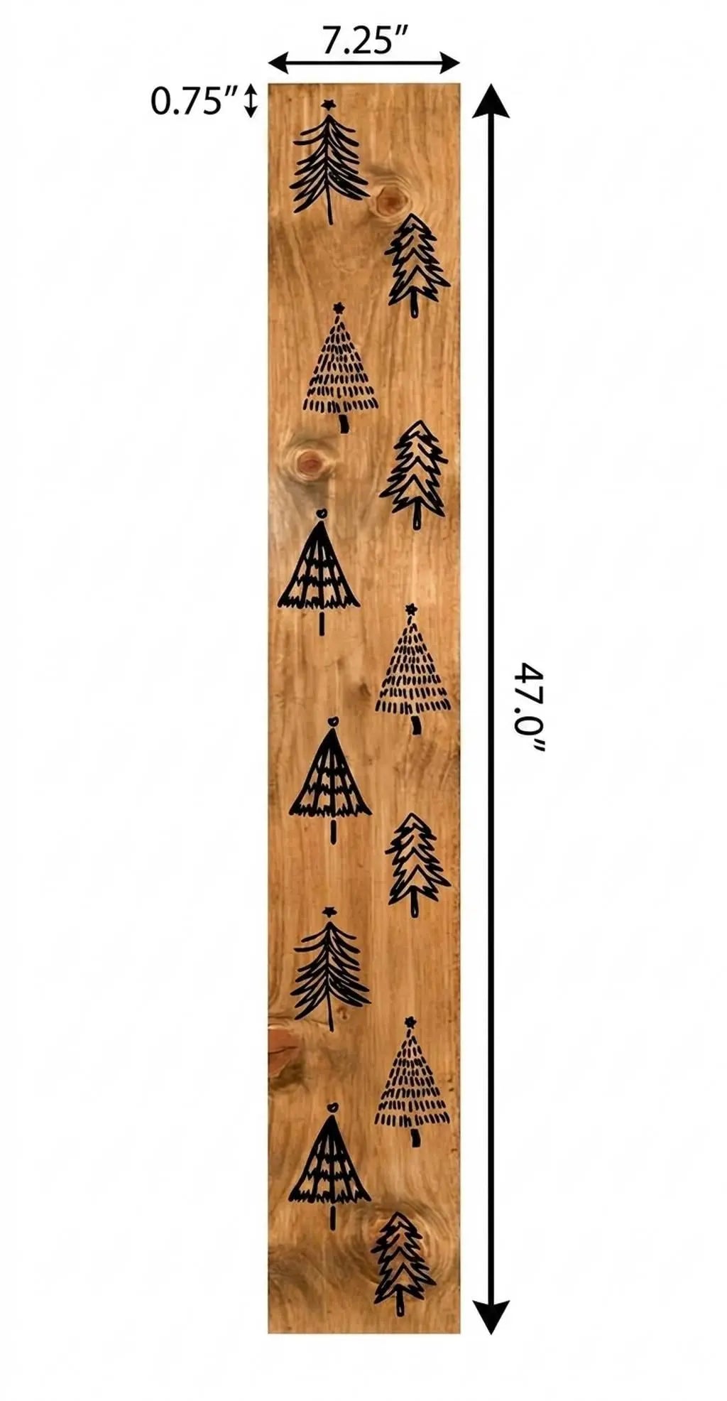 47" Black And Natural Solid Wood Christmas Christmas Trees Porch Sign Homeroots Outdoor