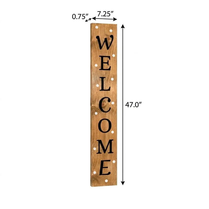 47" Black And Natural Solid Wood Welcome Porch Sign Homeroots Outdoor