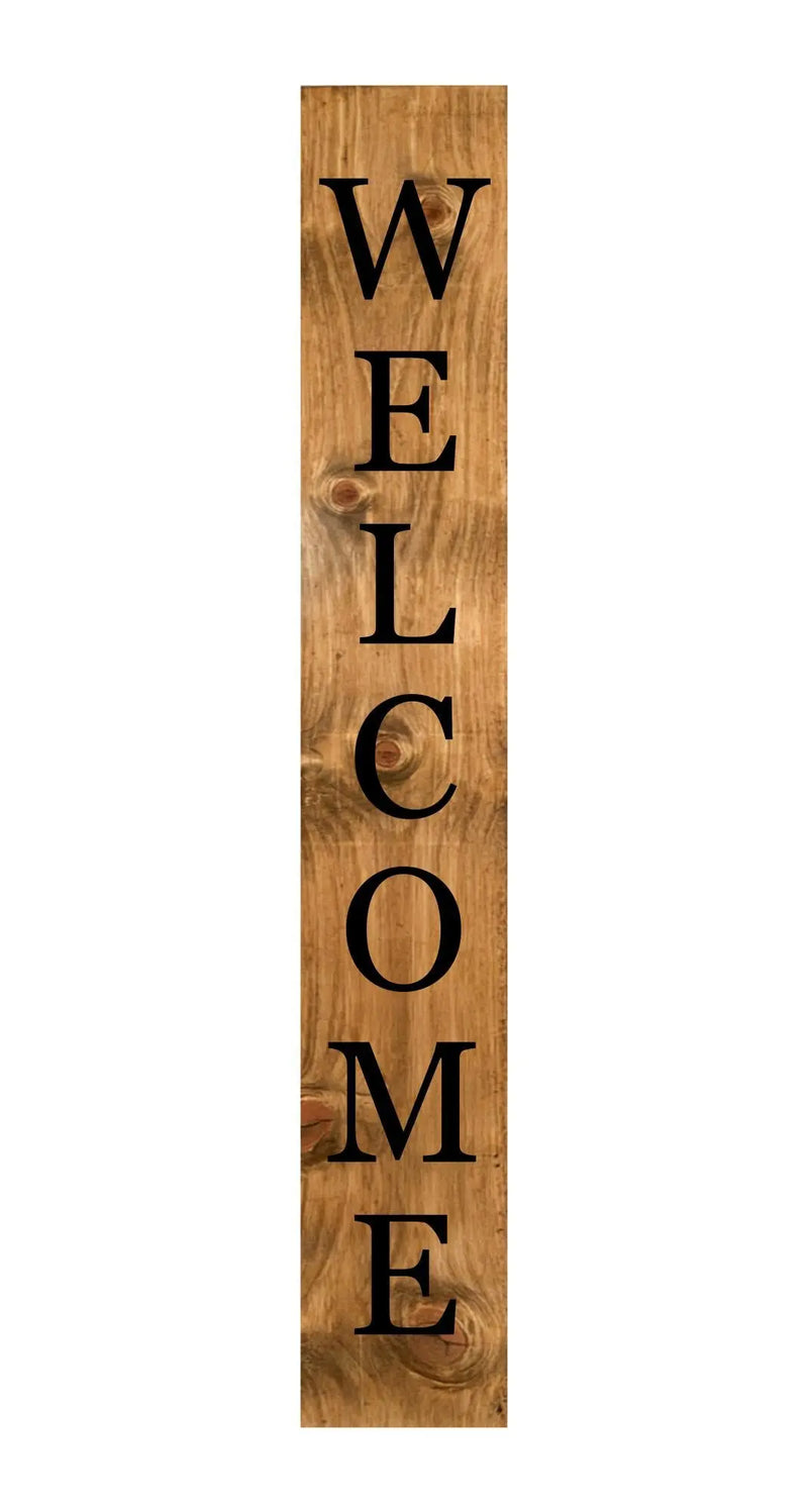 47" Black And Natural Solid Wood Welcome Porch Sign Homeroots Outdoor