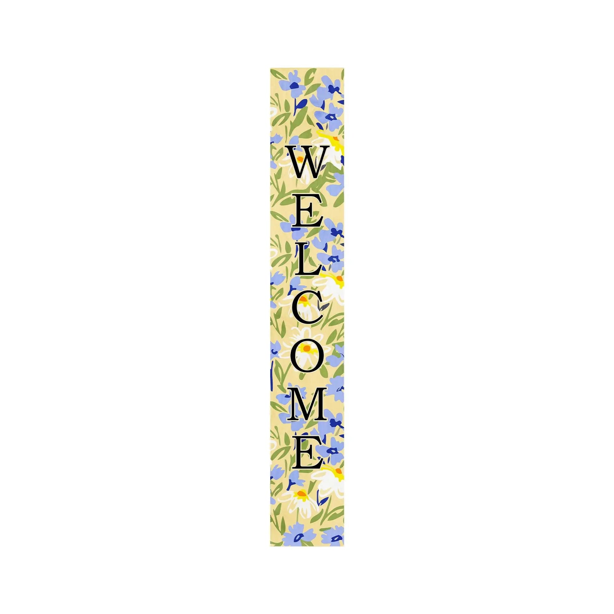 47" Black Blue Cream And Green Solid Wood Daisies Welcome Porch Sign Homeroots Outdoor