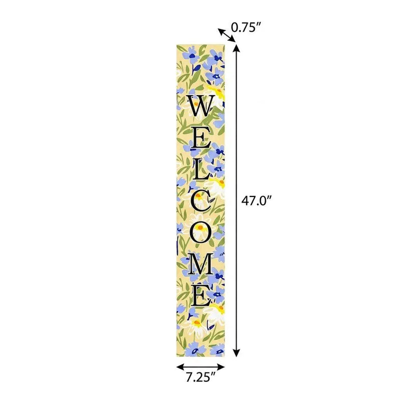 47" Black Blue Cream And Green Solid Wood Daisies Welcome Porch Sign Homeroots Outdoor