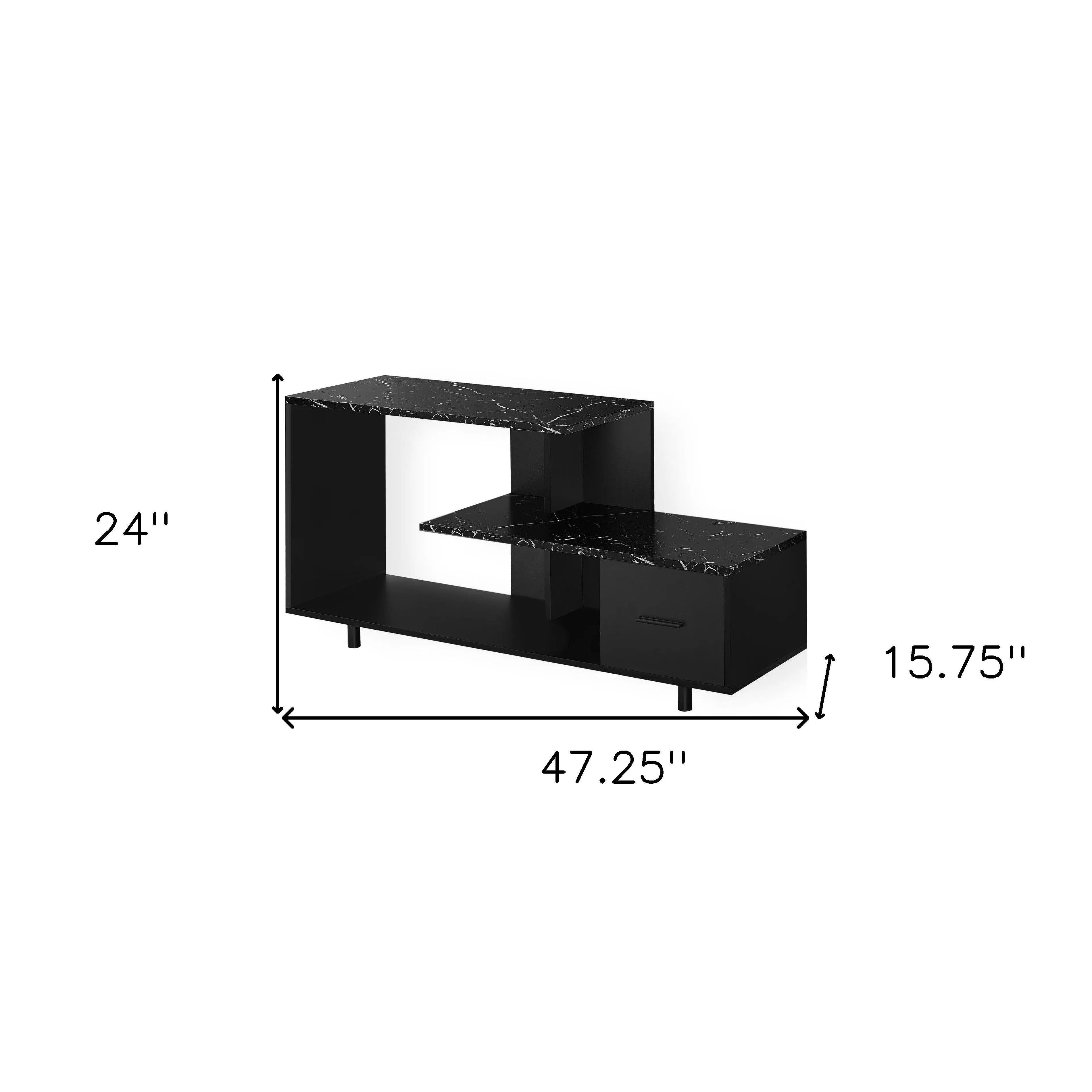 47" Black Cabinet Enclosed Storage TV Stand Homeroots Living Room