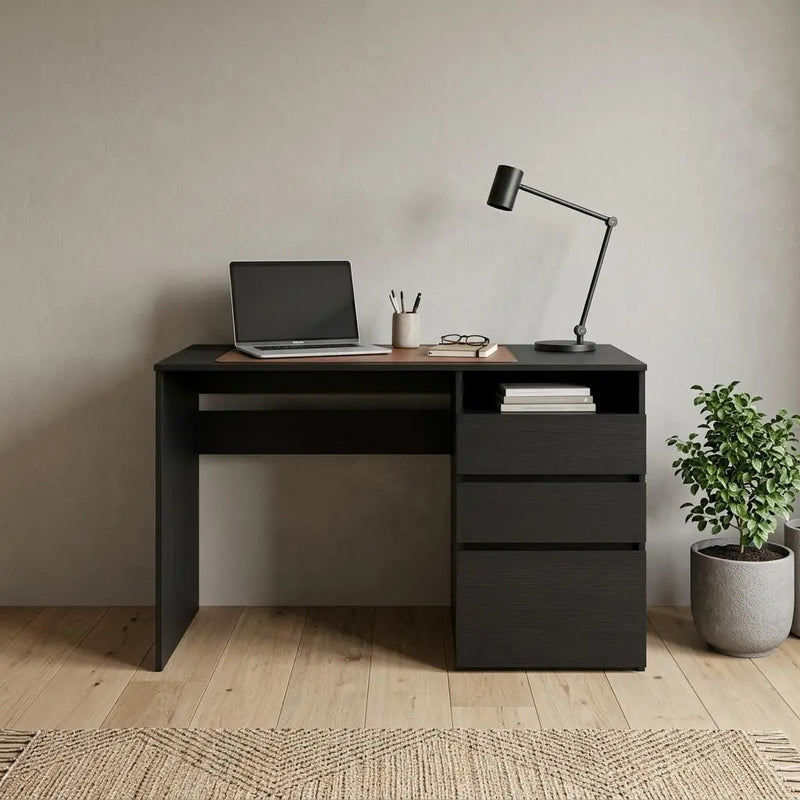 47" Black Computer Desk With Three Drawers Homeroots Office