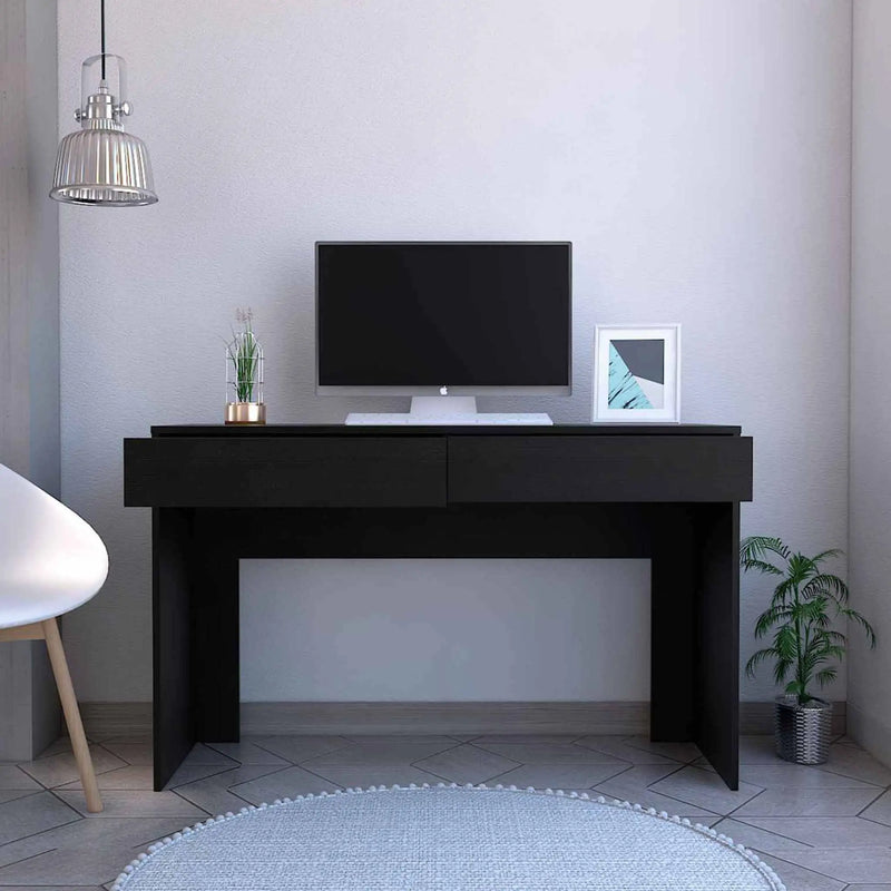 47" Black Computer Desk with Two Drawers Homeroots Office