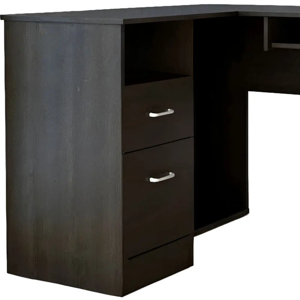 47" Black L Shape Computer Desk With Two Drawers Homeroots Office