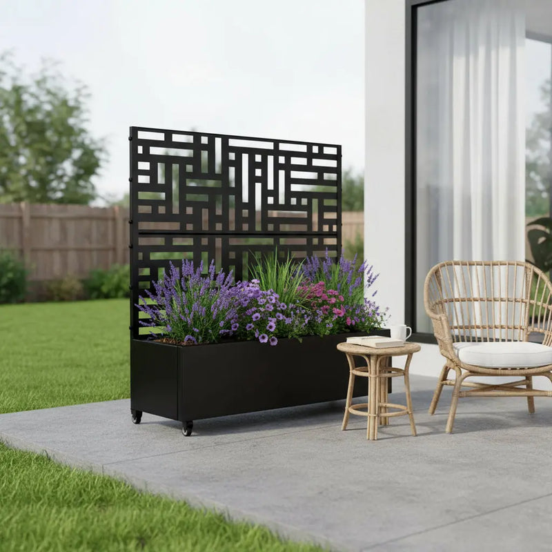 47" Black Metal Indoor Outdoor Rectangular Planter Box Homeroots Outdoor