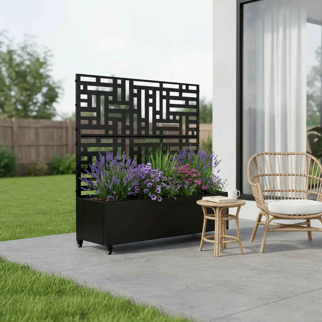47" Black Metal Indoor Outdoor Rectangular Planter Box Homeroots Outdoor