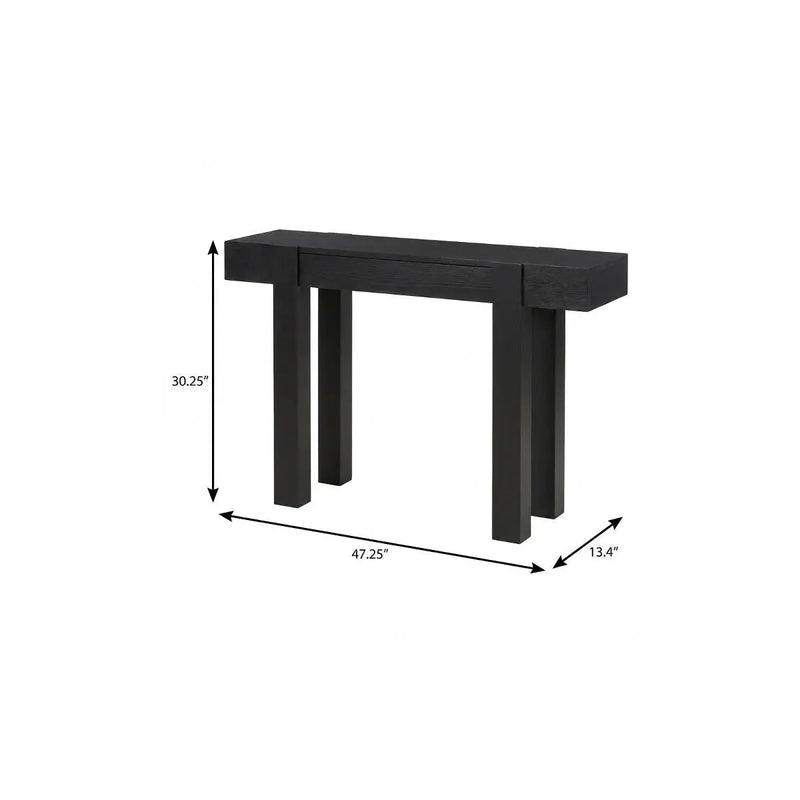 47" Black Wood Console Table With USB And Drawer Homeroots Living Room