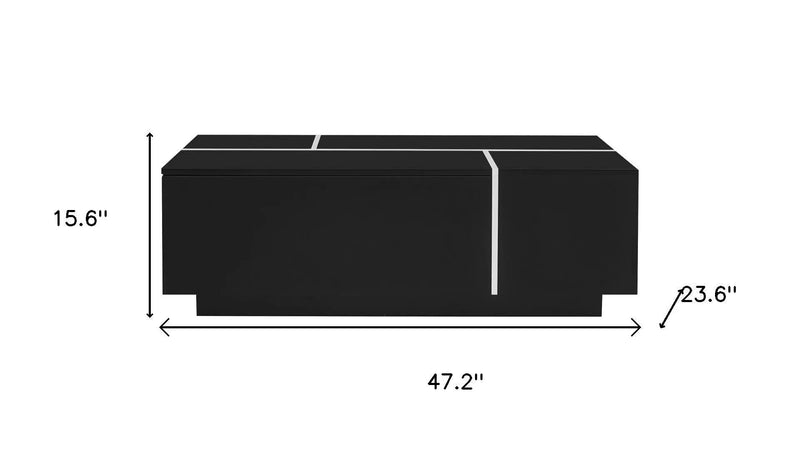47" Black Wood Extendable Coffee Table With Storage Homeroots Living Room
