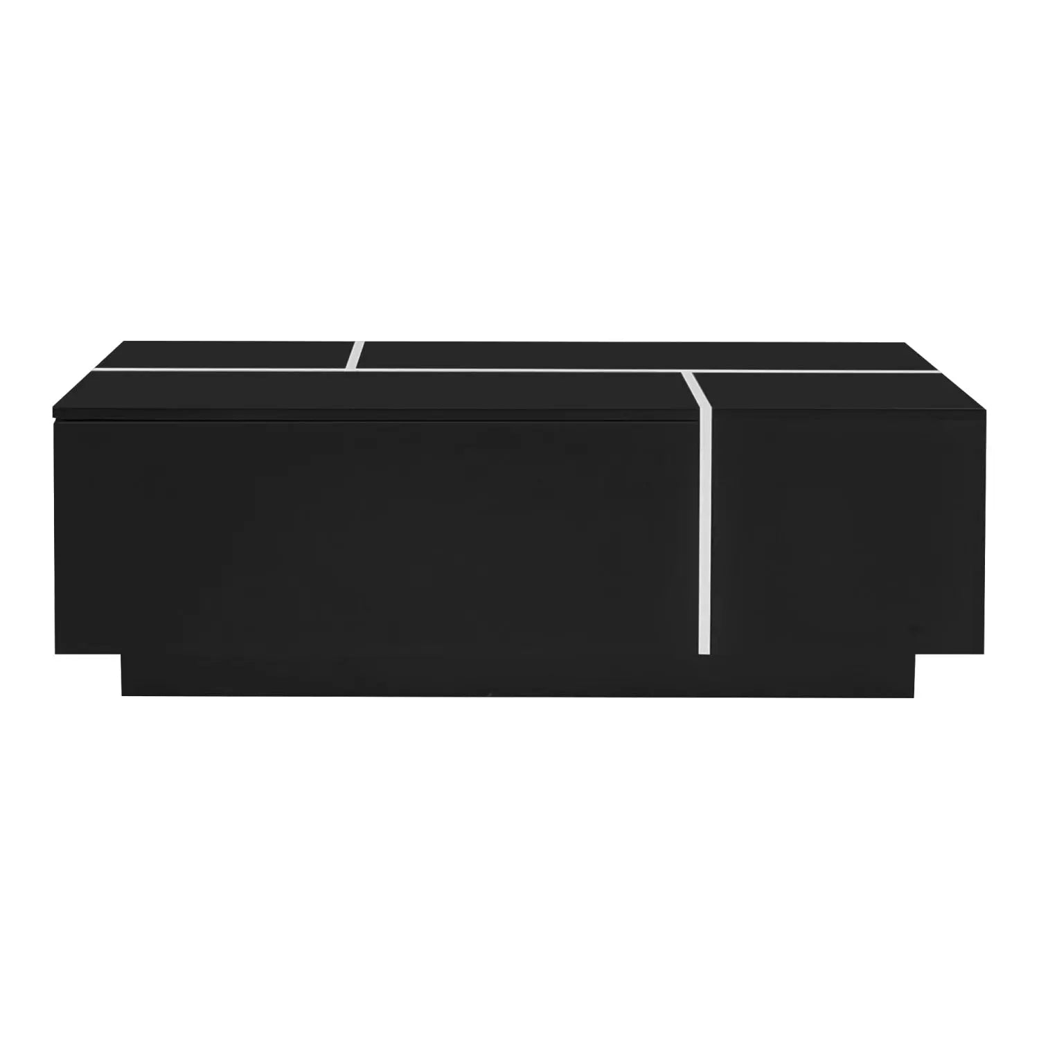 47" Black Wood Extendable Coffee Table With Storage Homeroots Living Room