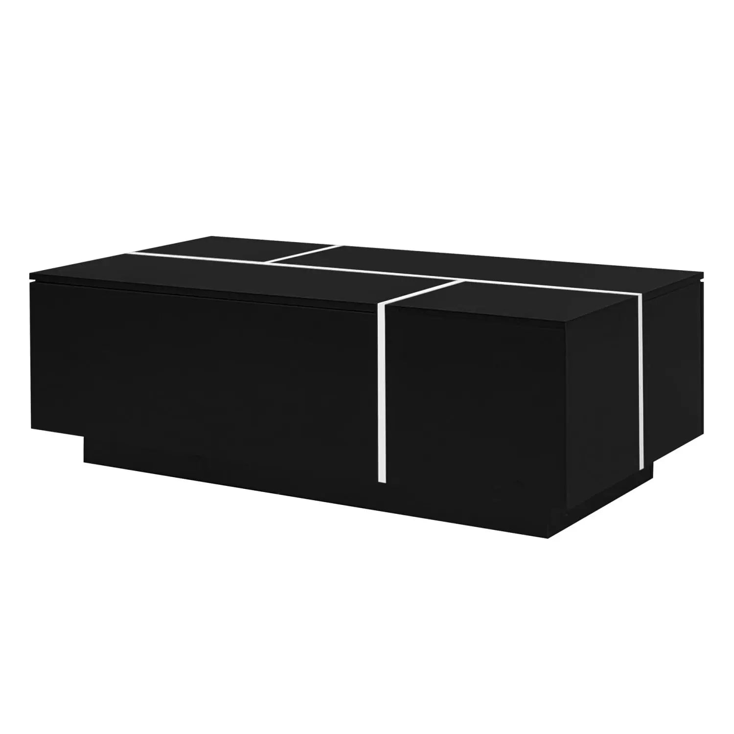 47" Black Wood Extendable Coffee Table With Storage Homeroots Living Room