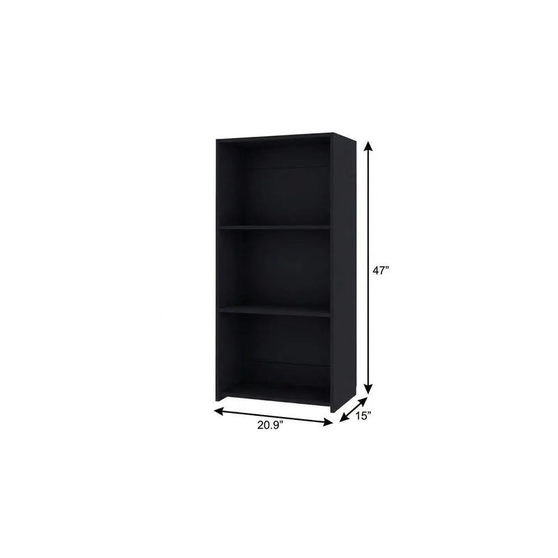 47" Black Wood Three Tier Bookcase Homeroots Office