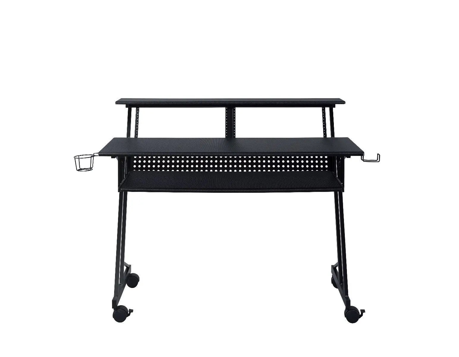 47" Black Wood and Metal Rolling Computer Desk Homeroots Office