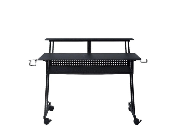 47" Black Wood and Metal Rolling Computer Desk Homeroots Office