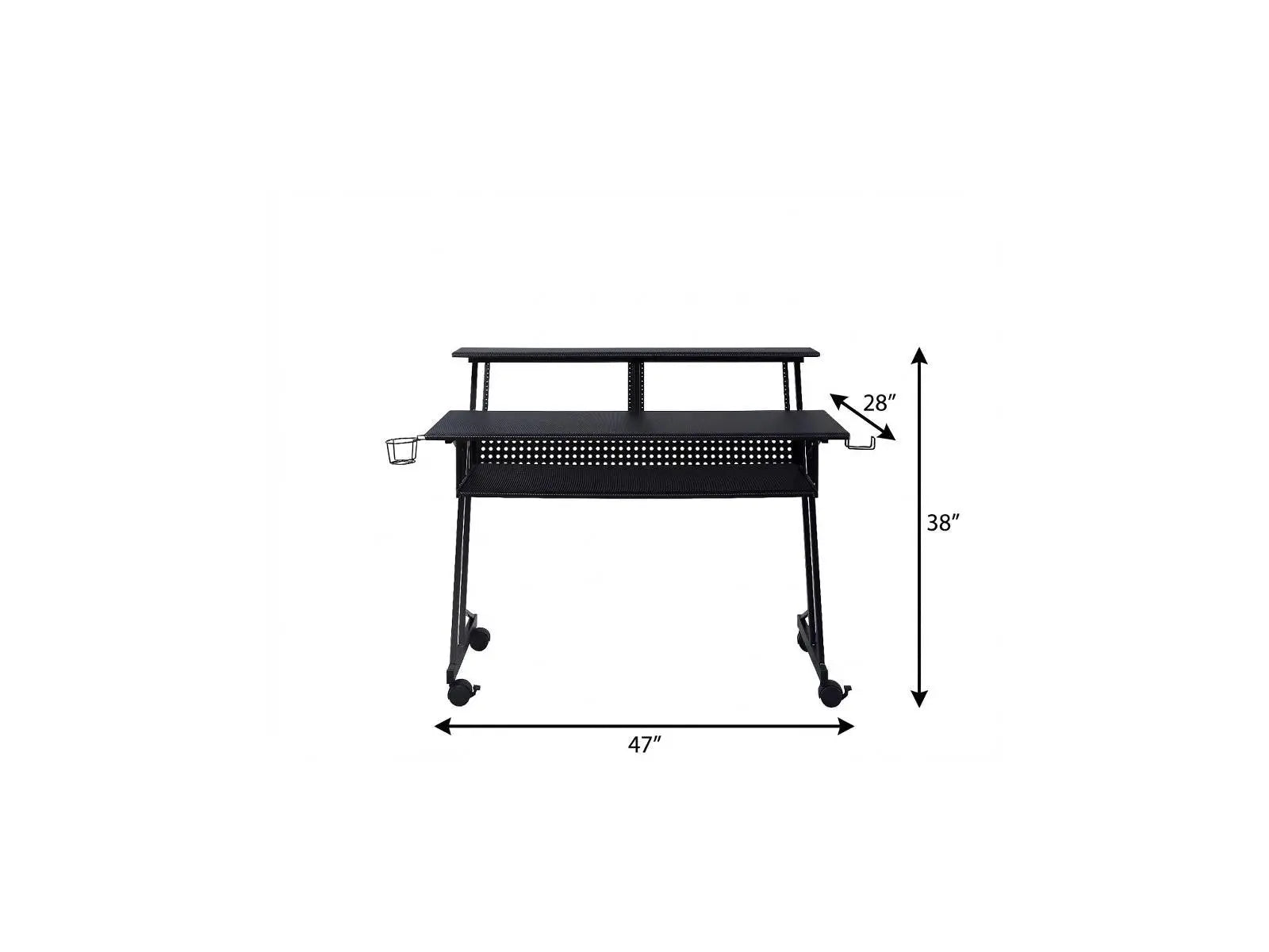 47" Black Wood and Metal Rolling Computer Desk Homeroots Office