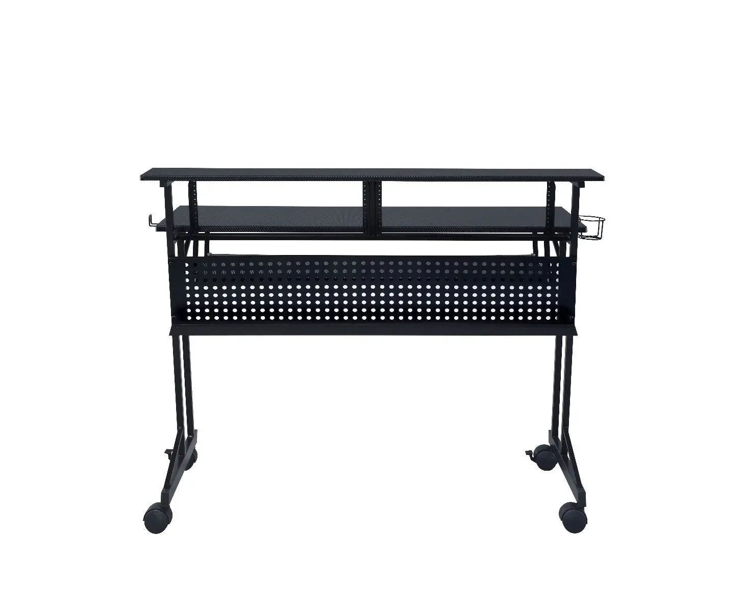 47" Black Wood and Metal Rolling Computer Desk Homeroots Office