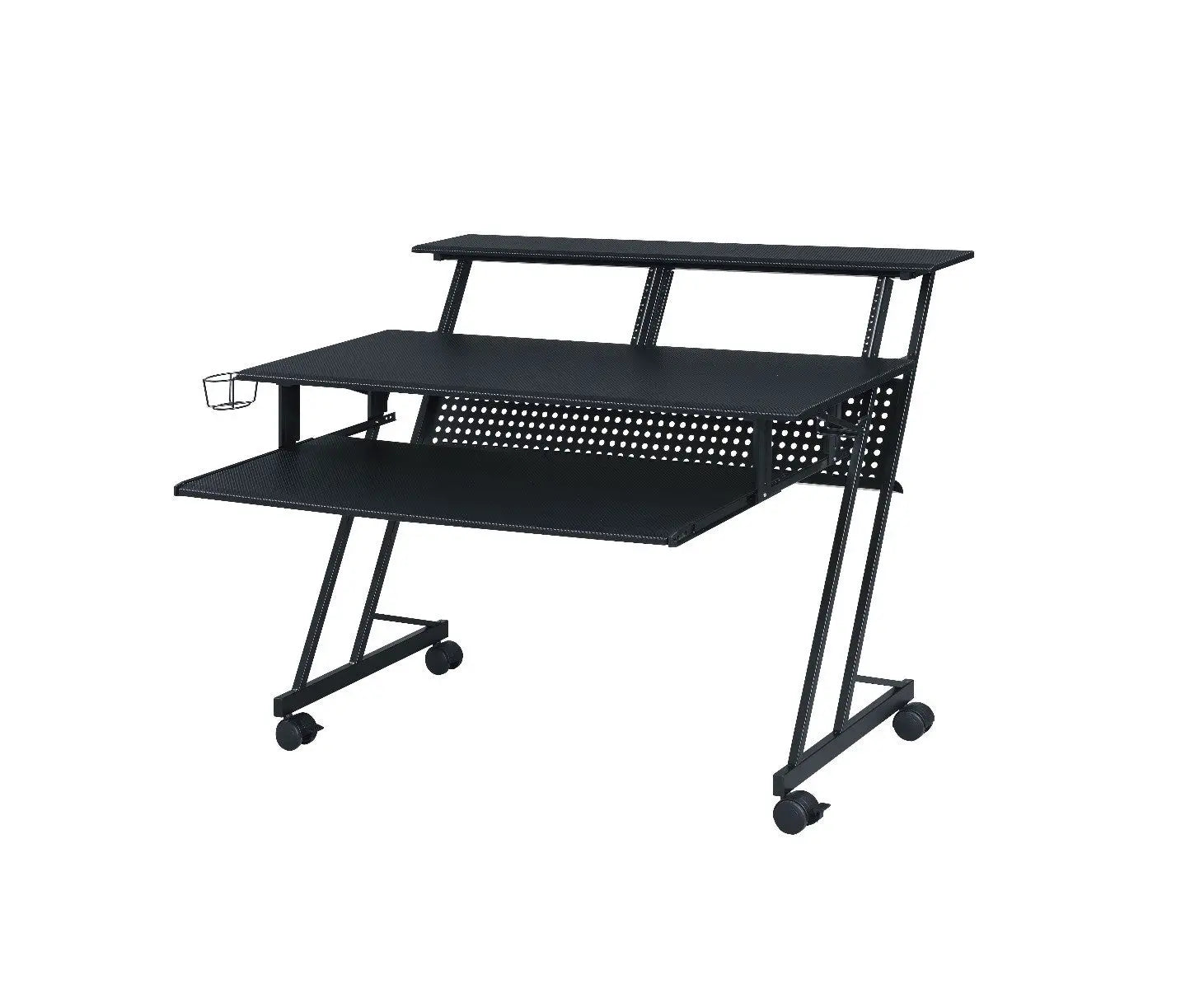 47" Black Wood and Metal Rolling Computer Desk Homeroots Office