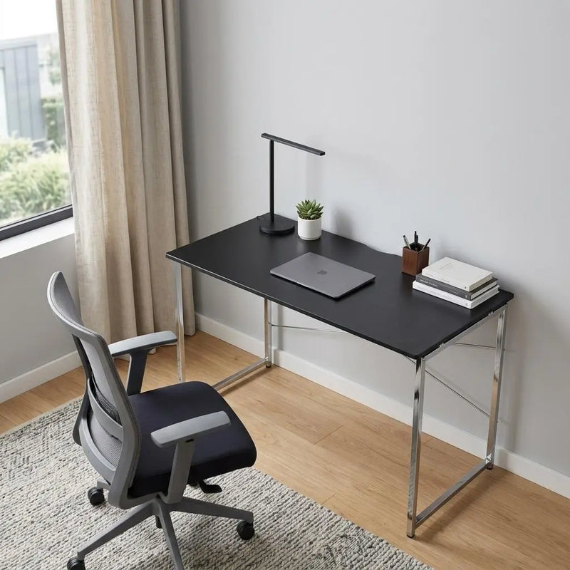 47" Black and Silver Writing Desk Homeroots Office