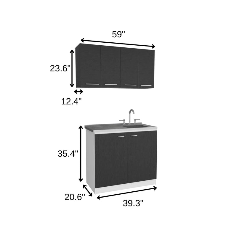 47" Black and White Wall mounted Accent Cabinet With Five Shelves Homeroots Kitchen & Dining