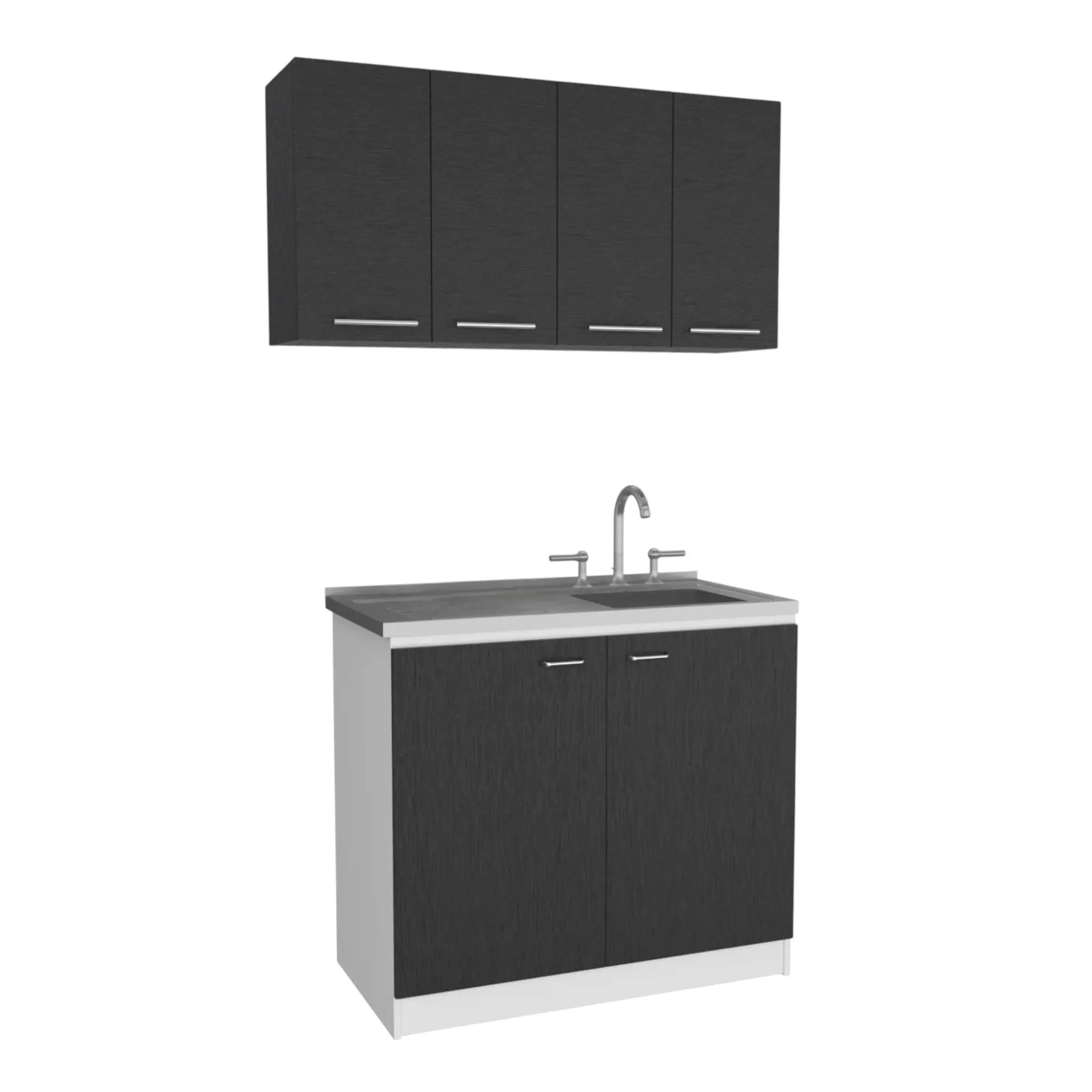 47" Black and White Wall mounted Accent Cabinet With Five Shelves Homeroots Kitchen & Dining