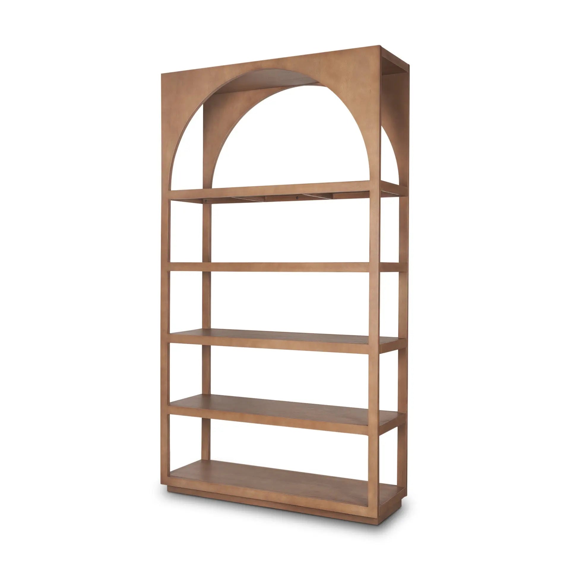 47" Brown Arched Solid Wood Five Tier Bookcase Homeroots Office